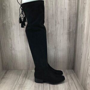 Madden Girl OTK Boots Womens 6.5M Prissley Black Pull On Over The Knee